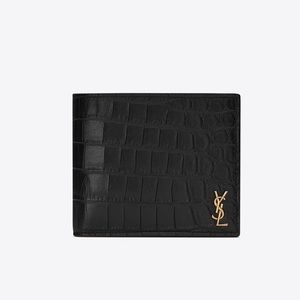 YSL TINY MONOGRAM EAST/WEST WALLET IN CROCODILE EMBOSSED MATTE LEATHER